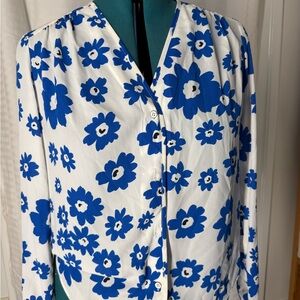 CAbi Blue Floral Blouse